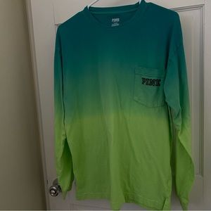 victoria’s secret pink blue/green ombré long sleeve — size M